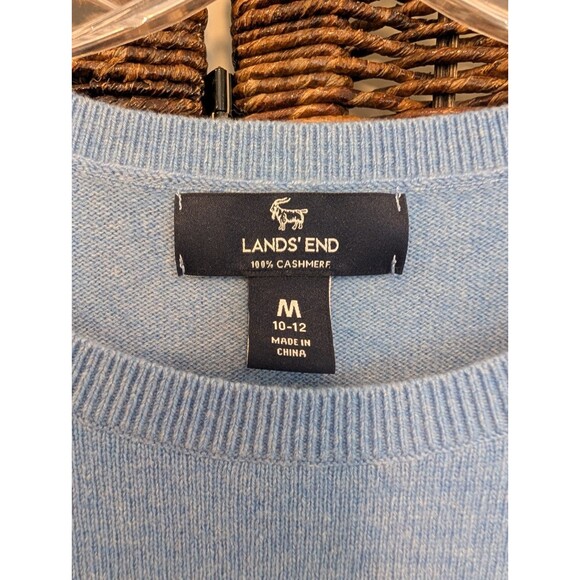 Lands' End 100% Cashmere Short Sleeve Sweater Women Medium Heather Blue Minimal - Picture 3 of 5